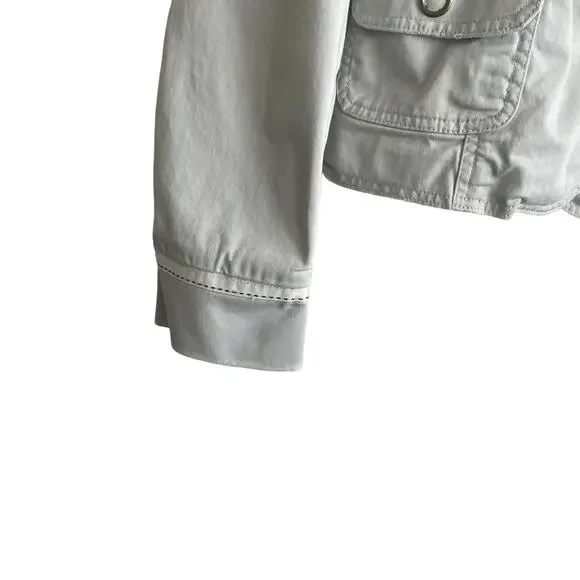 To The Max Womens Utility Jacket L Ivory Military Safari Stretch Cotton - Picture 7 of 12